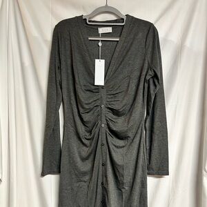 Sadie & Sage Gray Long Sleeve Ruched Dress